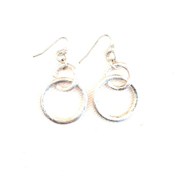 NWOT Silver Drop Circle Earrings - Picture 2 of 3